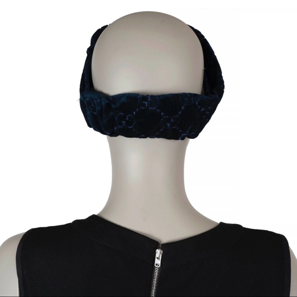 GUCCI midnight blue GG VELVET Headband- gives off black as well - Picture 3 of 4